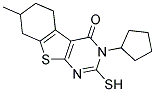 3-CYCLOPENTYL-2-MERCAPTO-7-METHYL-5,6,7,8-TETRAHYDRO[1]BENZOTHIENO[2,3-D]PYRIMIDIN-4(3H)-ONE 结构式