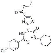 ETHYL 2-{2-(4-CHLOROBENZOYL)-1-[(CYCLOHEXYLAMINO)CARBONYL]HYDRAZINO}-1,3-THIAZOLE-4-CARBOXYLATE 结构式