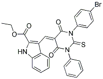 (E)-ETHYL 3-((3-(4-BROMOPHENYL)-4,6-DIOXO-1-PHENYL-2-THIOXO-TETRAHYDROPYRIMIDIN-5(6H)-YLIDENE)METHYL)-1H-INDOLE-2-CARBOXYLATE 结构式