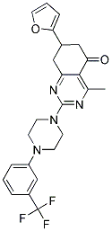 7-(2-FURYL)-4-METHYL-2-{4-[3-(TRIFLUOROMETHYL)PHENYL]-1-PIPERAZINYL}-7,8-DIHYDRO-5(6H)-QUINAZOLINONE 结构式