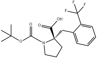 (S)-1-(叔丁氧基羰基)-2-(2-(三氟甲基)苄基)吡咯烷-2-羧酸 结构式