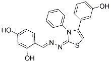 2,4-DIHYDROXYBENZALDEHYDE [(2E)-4-(3-HYDROXYPHENYL)-3-PHENYL-1,3-THIAZOL-2(3H)-YLIDENE]HYDRAZONE 结构式