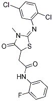 2-{(2E)-2-[(2,5-DICHLOROPHENYL)IMINO]-3-METHYL-4-OXO-1,3-THIAZOLIDIN-5-YL}-N-(2-FLUOROPHENYL)ACETAMIDE 结构式