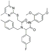N-(2,4-DIMETHOXYPHENYL)-2-(2-(4,6-DIMETHYLPYRIMIDIN-2-YLTHIO)-N-(4-METHYLBENZYL)ACETAMIDO)-2-(4-FLUOROPHENYL)ACETAMIDE 结构式