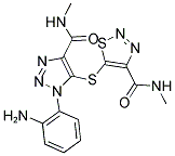 5-({1-(2-AMINOPHENYL)-4-[(METHYLAMINO)CARBONYL]-1H-1,2,3-TRIAZOL-5-YL}THIO)-N-METHYL-1,2,3-THIADIAZOLE-4-CARBOXAMIDE 结构式