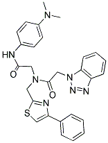 2-(1H-BENZO[D][1,2,3]TRIAZOL-1-YL)-N-(2-(4-(DIMETHYLAMINO)PHENYLAMINO)-2-OXOETHYL)-N-((4-PHENYLTHIAZOL-2-YL)METHYL)ACETAMIDE 结构式