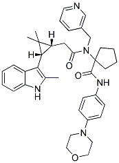 1-(2-((1R,3S)-2,2-DIMETHYL-3-(2-METHYL-1H-INDOL-3-YL)CYCLOPROPYL)-N-(PYRIDIN-3-YLMETHYL)ACETAMIDO)-N-(4-MORPHOLINOPHENYL)CYCLOPENTANECARBOXAMIDE 结构式