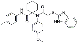 1-(2-(1H-Benzo[d]imidazol-2-ylthio)-N-(4-methoxyphenyl)acetamido)-N-p-tolylcyclohexanecarboxamide 结构式