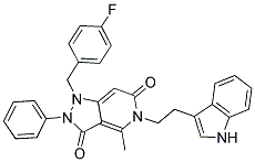 1-(4-FLUOROBENZYL)-5-[2-(1H-INDOL-3-YL)ETHYL]-4-METHYL-2-PHENYL-1H-PYRAZOLO[4,3-C]PYRIDINE-3,6(2H,5H)-DIONE 结构式