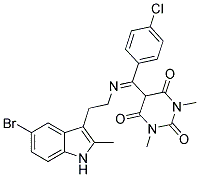 (E)-5-((2-(5-BROMO-2-METHYL-1H-INDOL-3-YL)ETHYLIMINO)(4-CHLOROPHENYL)METHYL)-1,3-DIMETHYLPYRIMIDINE-2,4,6(1H,3H,5H)-TRIONE 结构式