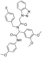 2-(2-(1H-BENZO[D][1,2,3]TRIAZOL-1-YL)-N-(4-FLUOROBENZYL)ACETAMIDO)-2-(3,4-DIMETHOXYPHENYL)-N-(4-METHOXYPHENYL)ACETAMIDE 结构式