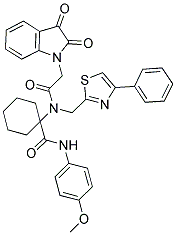 1-(2-(2,3-DIOXOINDOLIN-1-YL)-N-((4-PHENYLTHIAZOL-2-YL)METHYL)ACETAMIDO)-N-(4-METHOXYPHENYL)CYCLOHEXANECARBOXAMIDE 结构式