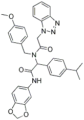 2-(2-(1H-Benzo[d][1,2,3]triazol-1-yl)-N-(4-methoxybenzyl)acetamido)-N-(benzo[d][1,3]dioxol-5-yl)-2-(4-isopropylphenyl)acetamide 结构式