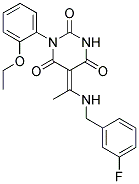 (5E)-1-(2-ETHOXYPHENYL)-5-{1-[(3-FLUOROBENZYL)AMINO]ETHYLIDENE}PYRIMIDINE-2,4,6(1H,3H,5H)-TRIONE 结构式