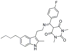 5-[{[2-(5-BUTYL-2-METHYL-1H-INDOL-3-YL)ETHYL]IMINO}(4-FLUOROPHENYL)METHYL]-1,3-DIMETHYL-2,4,6(1H,3H,5H)-PYRIMIDINETRIONE 结构式