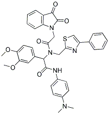 2-(3,4-DIMETHOXYPHENYL)-N-(4-(DIMETHYLAMINO)PHENYL)-2-(2-(2,3-DIOXOINDOLIN-1-YL)-N-((4-PHENYLTHIAZOL-2-YL)METHYL)ACETAMIDO)ACETAMIDE 结构式
