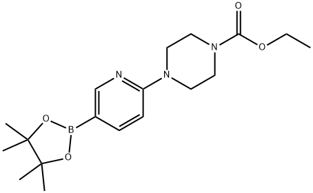 6-(4-乙氧羰基-1-哌嗪并)吡啶-3-硼酸频哪醇酯 结构式