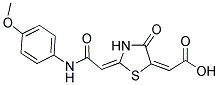 (2E)-((2E)-2-{2-[(4-METHOXYPHENYL)AMINO]-2-OXOETHYLIDENE}-4-OXO-1,3-THIAZOLIDIN-5-YLIDENE)ACETIC ACID 结构式