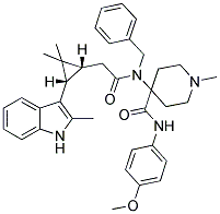4-(N-BENZYL-2-((1R,3S)-2,2-DIMETHYL-3-(2-METHYL-1H-INDOL-3-YL)CYCLOPROPYL)ACETAMIDO)-N-(4-METHOXYPHENYL)-1-METHYLPIPERIDINE-4-CARBOXAMIDE 结构式