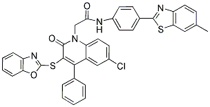 2-(3-(BENZO[D]OXAZOL-2-YLTHIO)-6-CHLORO-2-OXO-4-PHENYLQUINOLIN-1(2H)-YL)-N-(4-(6-METHYLBENZO[D]THIAZOL-2-YL)PHENYL)ACETAMIDE 结构式