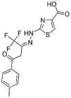 2-{(2Z)-2-[3-(4-METHYLPHENYL)-3-OXO-1-(TRIFLUOROMETHYL)PROPYLIDENE]HYDRAZINO}-1,3-THIAZOLE-4-CARBOXYLIC ACID 结构式