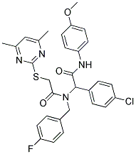 2-(4-CHLOROPHENYL)-2-(2-(4,6-DIMETHYLPYRIMIDIN-2-YLTHIO)-N-(4-FLUOROBENZYL)ACETAMIDO)-N-(4-METHOXYPHENYL)ACETAMIDE 结构式