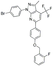 1-(4-BROMOPHENYL)-6-(4-(2-FLUOROBENZYLOXY)PHENYL)-3-METHYL-4-(TRIFLUOROMETHYL)-1H-PYRAZOLO[3,4-B]PYRIDINE 结构式