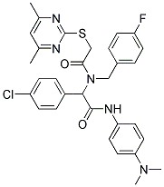 2-(4-CHLOROPHENYL)-N-(4-(DIMETHYLAMINO)PHENYL)-2-(2-(4,6-DIMETHYLPYRIMIDIN-2-YLTHIO)-N-(4-FLUOROBENZYL)ACETAMIDO)ACETAMIDE 结构式