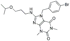 7-(4-BROMOBENZYL)-8-(3-ISOPROPOXYPROPYLAMINO)-1,3-DIMETHYL-1H-PURINE-2,6(3H,7H)-DIONE 结构式