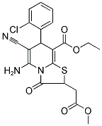 ETHYL 5-AMINO-7-(2-CHLOROPHENYL)-6-CYANO-2-(2-METHOXY-2-OXOETHYL)-3-OXO-2,3-DIHYDRO-7H-[1,3]THIAZOLO[3,2-A]PYRIDINE-8-CARBOXYLATE 结构式