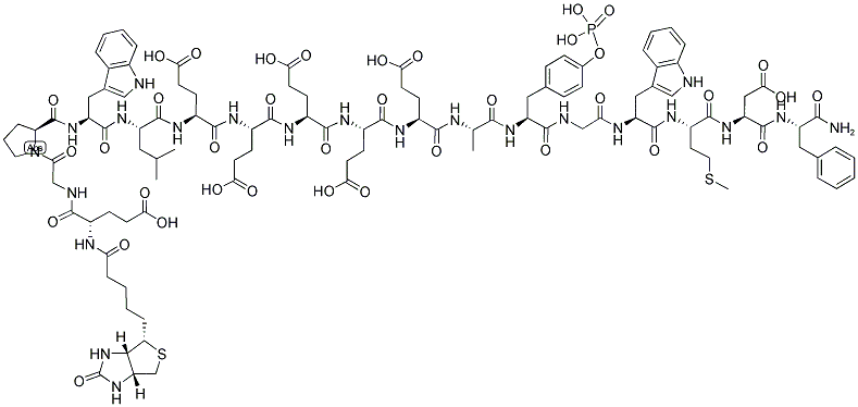 BIOTIN-GLU-GLY-PRO-TRP-LEU-GLU-GLU-GLU-GLU-GLU-ALA-TYR(PO3H2)-GLY-TRP-MET-ASP-PHE-NH2 结构式