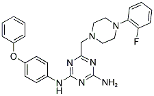 6-((4-(2-FLUOROPHENYL)PIPERAZIN-1-YL)METHYL)-N2-(4-PHENOXYPHENYL)-1,3,5-TRIAZINE-2,4-DIAMINE 结构式