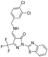 (4Z)-2-(1,3-BENZOTHIAZOL-2-YL)-4-{[(3,4-DICHLOROBENZYL)AMINO]METHYLENE}-5-(TRIFLUOROMETHYL)-2,4-DIHYDRO-3H-PYRAZOL-3-ONE 结构式