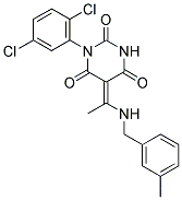 (5E)-1-(2,5-DICHLOROPHENYL)-5-{1-[(3-METHYLBENZYL)AMINO]ETHYLIDENE}PYRIMIDINE-2,4,6(1H,3H,5H)-TRIONE 结构式