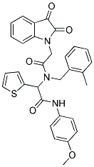2-(2,3-DIOXOINDOLIN-1-YL)-N-(2-(4-METHOXYPHENYLAMINO)-2-OXO-1-(THIOPHEN-2-YL)ETHYL)-N-(2-METHYLBENZYL)ACETAMIDE 结构式