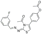 4-{(2E)-3-ACETYL-2-[(2E)-(3-FLUOROBENZYLIDENE)HYDRAZONO]-2,3-DIHYDRO-1,3-THIAZOL-4-YL}PHENYL ACETATE 结构式