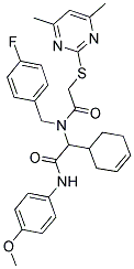 2-(CYCLOHEX-3-ENYL)-2-(2-(4,6-DIMETHYLPYRIMIDIN-2-YLTHIO)-N-(4-FLUOROBENZYL)ACETAMIDO)-N-(4-METHOXYPHENYL)ACETAMIDE 结构式