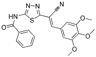 N-{5-[(E)-1-CYANO-2-(3,4,5-TRIMETHOXYPHENYL)VINYL]-1,3,4-THIADIAZOL-2-YL}BENZAMIDE 结构式