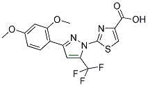 2-[3-(2,4-Dimethoxyphenyl)-5-(trifluoromethyl)-1H-pyrazol-1-yl]-1,3-thiazole-4-carboxylic acid 结构式