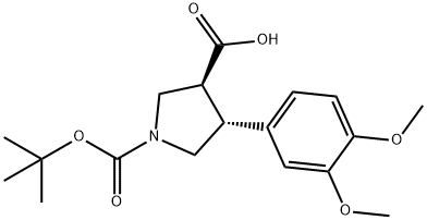 N-BOC-(3S,4R)-4-(3,4-二甲氧基苯基)吡咯烷-3-羧酸 结构式