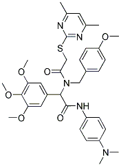 N-(4-(DIMETHYLAMINO)PHENYL)-2-(2-(4,6-DIMETHYLPYRIMIDIN-2-YLTHIO)-N-(4-METHOXYBENZYL)ACETAMIDO)-2-(3,4,5-TRIMETHOXYPHENYL)ACETAMIDE 结构式