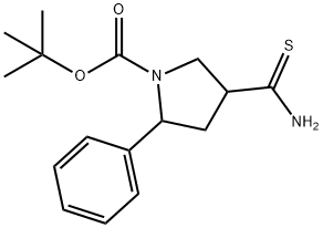 2-苯基-4-(氨基硫代甲酰基)-1-吡咯烷羧酸叔丁酯 结构式