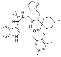 4-(2-((1R,3S)-2,2-DIMETHYL-3-(2-METHYL-1H-INDOL-3-YL)CYCLOPROPYL)-N-(FURAN-2-YLMETHYL)ACETAMIDO)-N-MESITYL-1-METHYLPIPERIDINE-4-CARBOXAMIDE 结构式