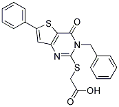 [(3-BENZYL-4-OXO-6-PHENYL-3,4-DIHYDROTHIENO[3,2-D]PYRIMIDIN-2-YL)THIO]ACETIC ACID 结构式