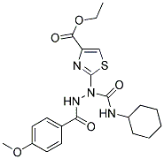 Ethyl 2-[1-[(cyclohexylamino)carbonyl]-2-(4-methoxybenzoyl)hydrazino]-1,3-thiazole-4-carboxylate 结构式