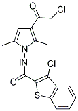 3-CHLORO-N-[3-(CHLOROACETYL)-2,5-DIMETHYL-1H-PYRROL-1-YL]-1-BENZOTHIOPHENE-2-CARBOXAMIDE 结构式