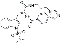 (Z)-N-(3-(3-(1H-IMIDAZOL-1-YL)PROPYLAMINO)-1-(1-(N,N-DIMETHYLSULFAMOYL)-1H-INDOL-3-YL)-3-OXOPROP-1-EN-2-YL)BENZAMIDE 结构式