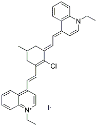 4-[(E)-2-(2-CHLORO-3-((E)-2-[1-ETHYL-4(1H)-QUINOLINYLIDENE]ETHYLIDENE)-5-METHYL-1-CYCLOHEXEN-1-YL)ETHENYL]-1-ETHYLQUINOLINIUM IODIDE 结构式