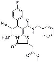 METHYL 2-[5-AMINO-8-[(BENZYLAMINO)CARBONYL]-6-CYANO-7-(4-FLUOROPHENYL)-3-OXO-2,3-DIHYDRO-7H-[1,3]THIAZOLO[3,2-A]PYRIDIN-2-YL]ACETATE 结构式