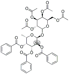 1-O-(2',3',4'-TRI-O-BENZOYL-A-L-FUCOPYRANOSYL)-2,3,4,6-TETRA-O-ACETYL-GALACTOPYRANOSIDE 结构式